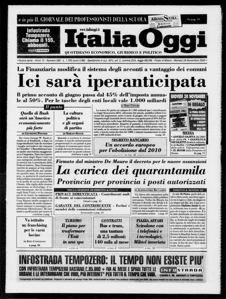 Italia oggi : quotidiano di economia finanza e politica